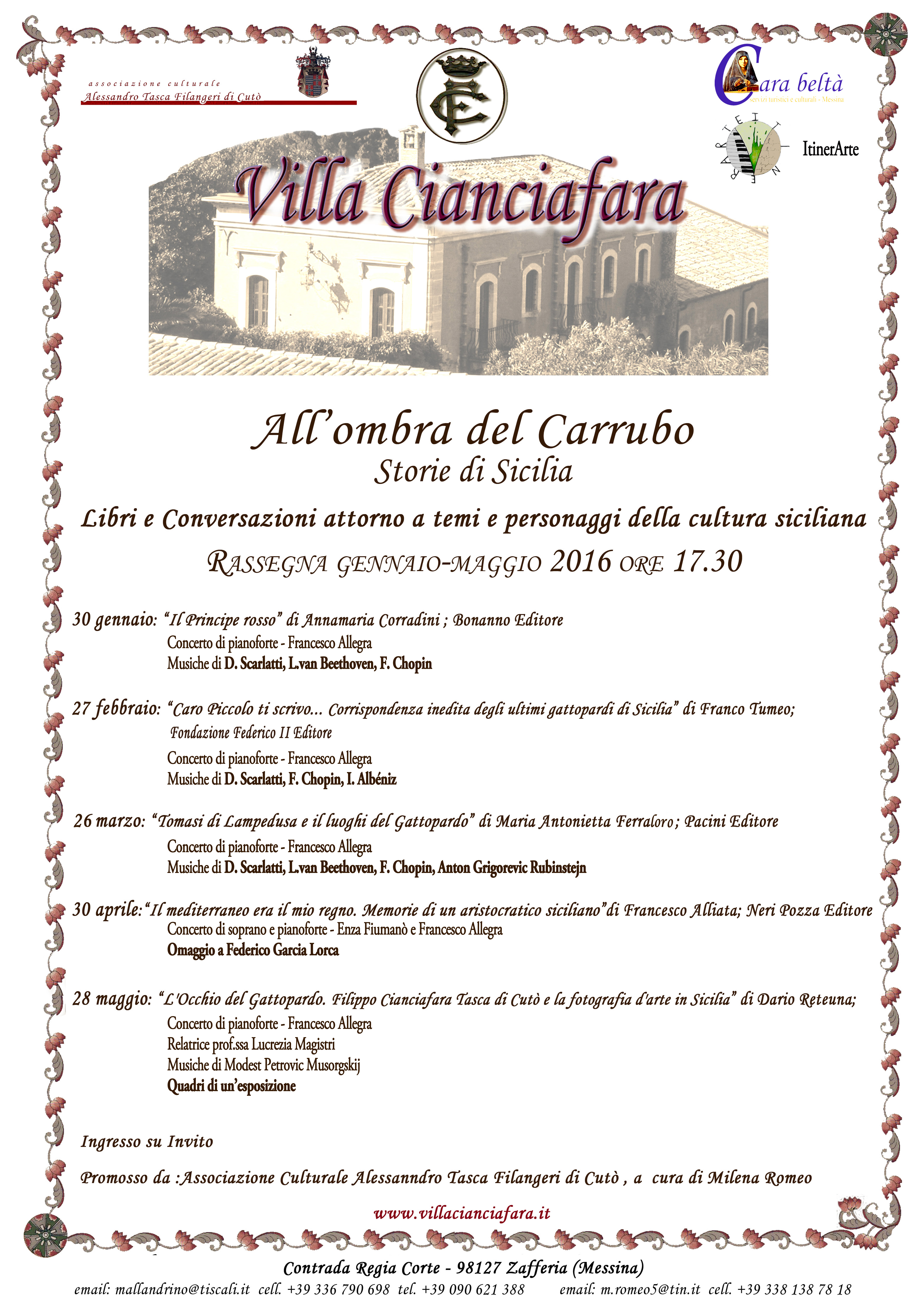 All'Ombra del Carrubbo I^ Edizione - Villa Cianciafara - Gennaio - Maggio 2016